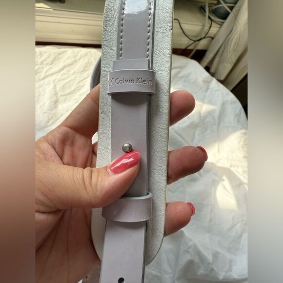 Y2K Calvin Klein Lilac and Cream Mod Style Vinyl Bag - Picture 4 of 10